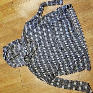UO Out from Under gray / white striped cropped hoodie tee XS